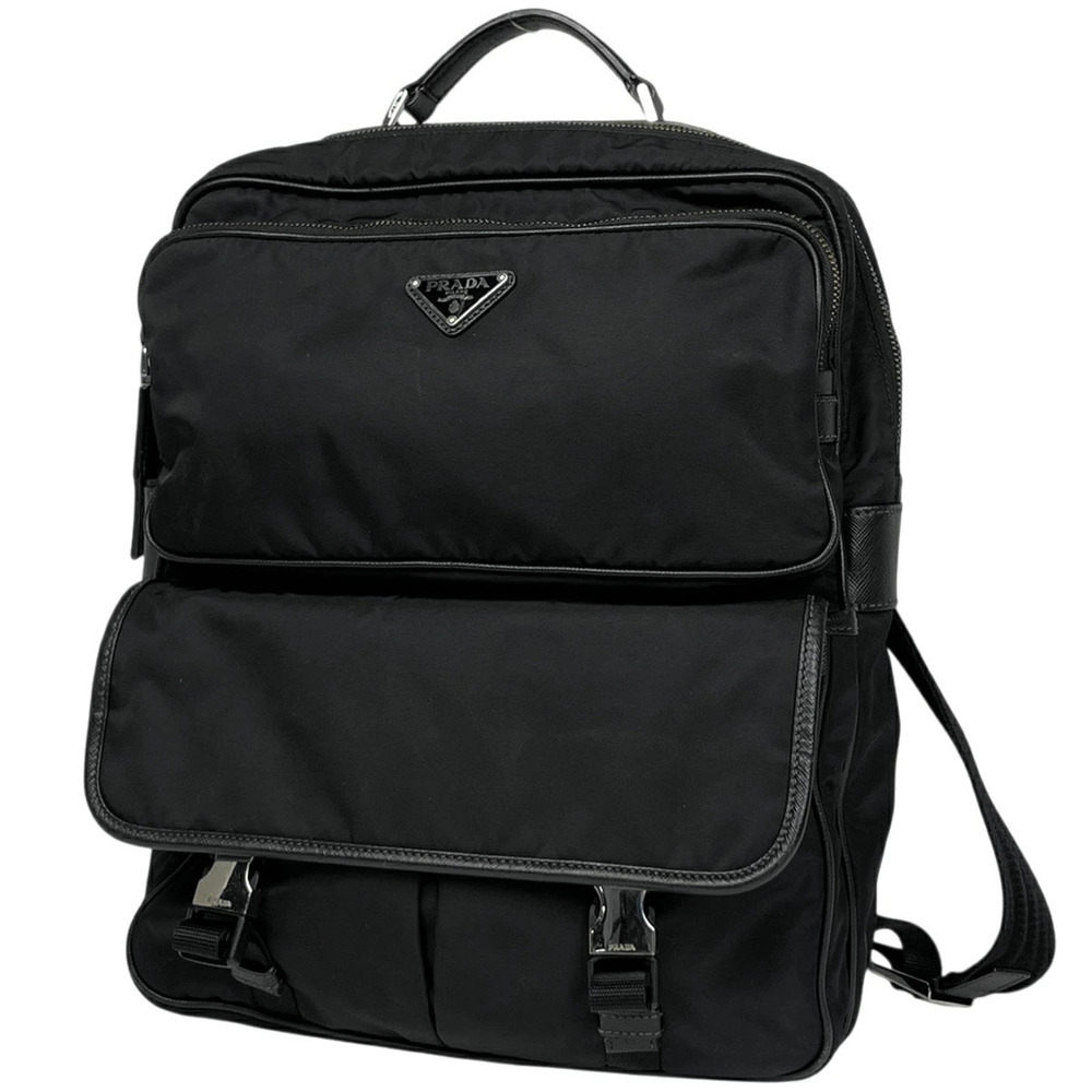 Prada Plate Backpack Business Nero Black
